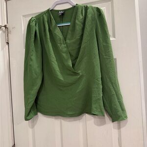 Worthington Forest Green Wrap Blouse